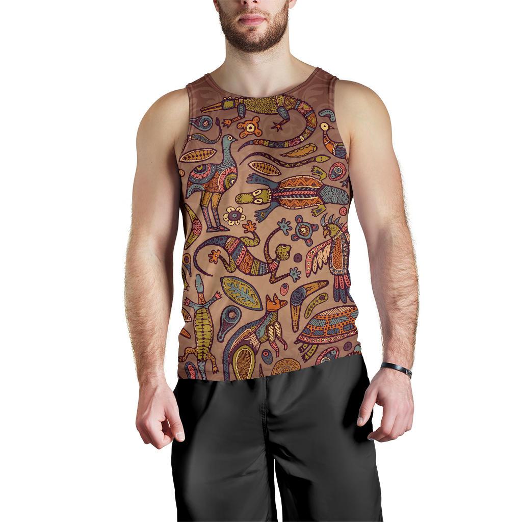 Men Tank Top - Aboriginal Patterns Mens Tank Animal Art - Vibe Hoodie Shop