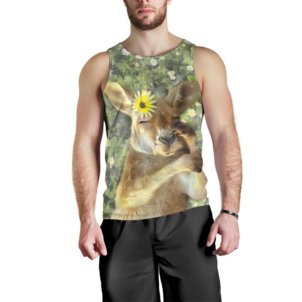 Men Tank Top - Kangaroo Mens Tank Sleeping - Vibe Hoodie Shop