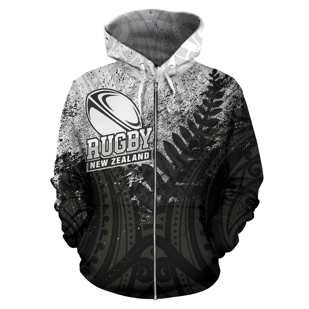 New Zealand Rugby Zip - Up Hoodie - Maori Rugby Style - Vibe Hoodie Shop