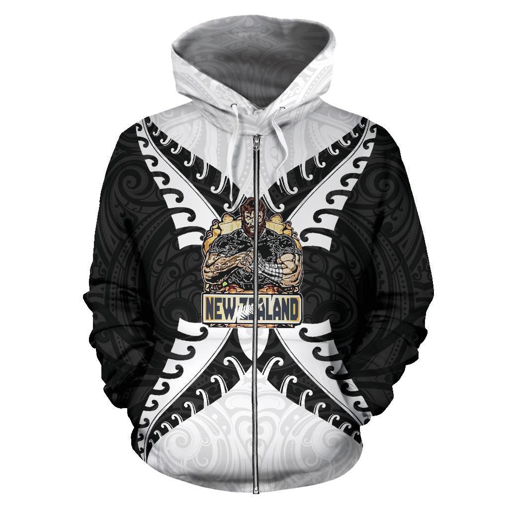 New Zealand Zip Up Hoodie Rugby Kia Kaha - Vibe Hoodie Shop