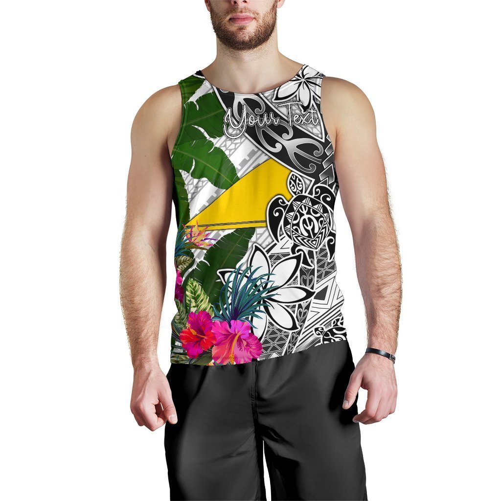 Tokelau Custom Personalised Men's Tank Top White - Turtle Plumeria Banana Leaf - Vibe Hoodie Shop