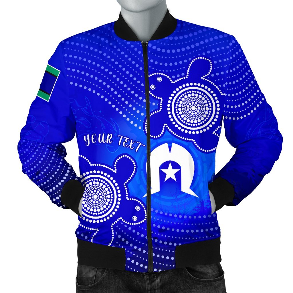 Custom Torres Strait Islanders Men's Bomber Jacket - Torres Symbol With Indigenous Turtle - Vibe Hoodie Shop