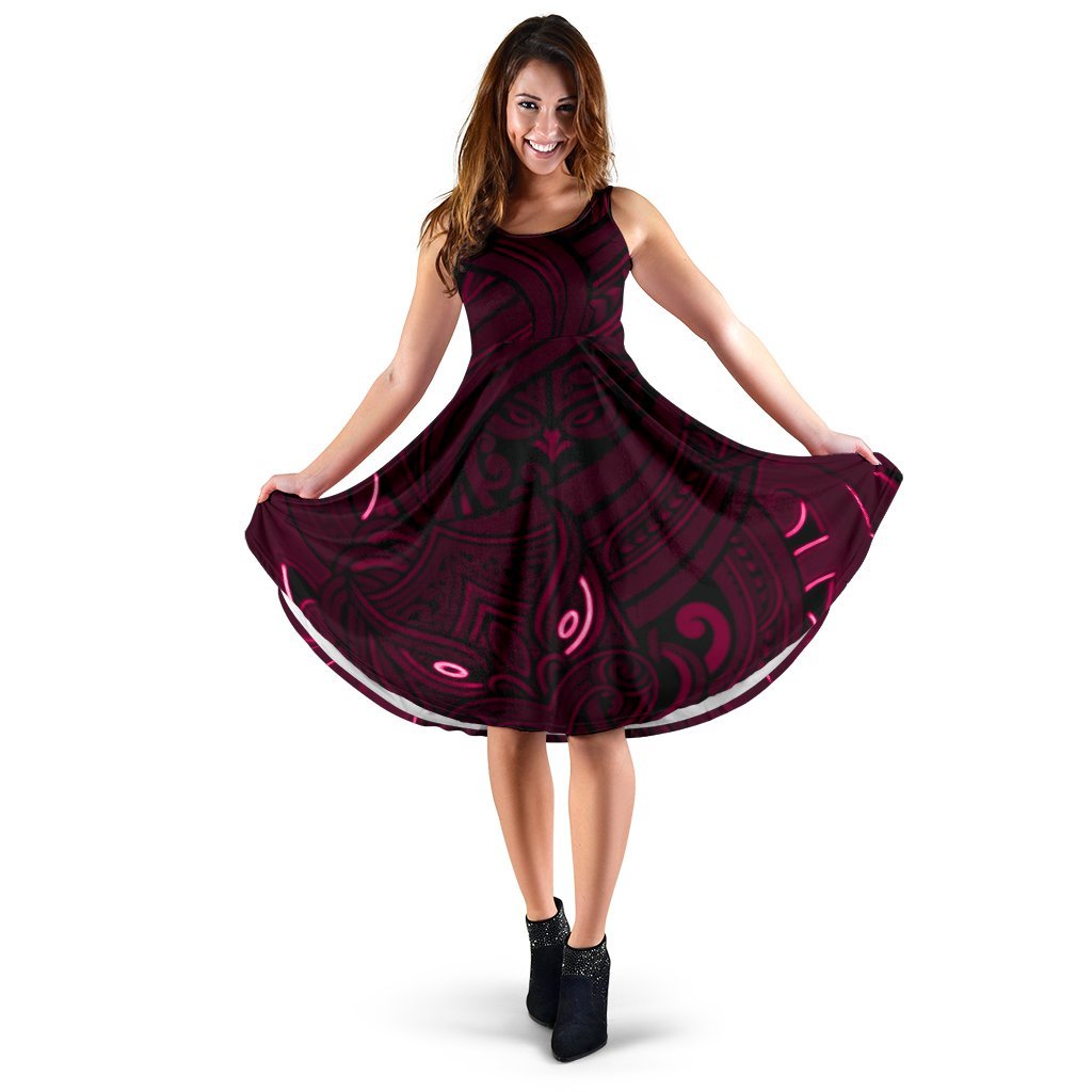 new-zealand-maori-gods-women-midi-dress-tumatauenga-god-of-war-pink