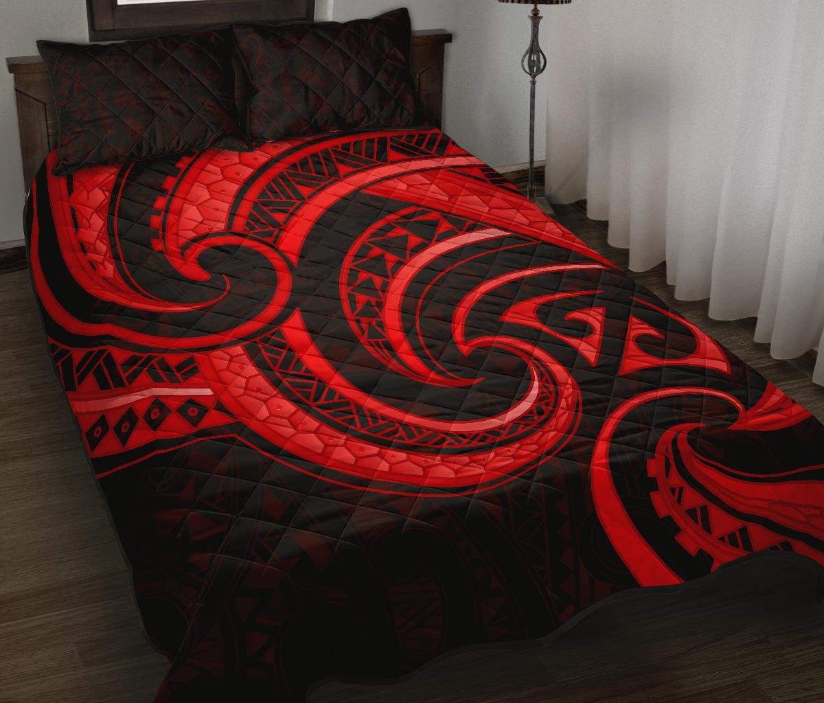 New Zealand Maori Mangopare Quilt Bed Set Polynesian - Red - Vibe Hoodie Shop