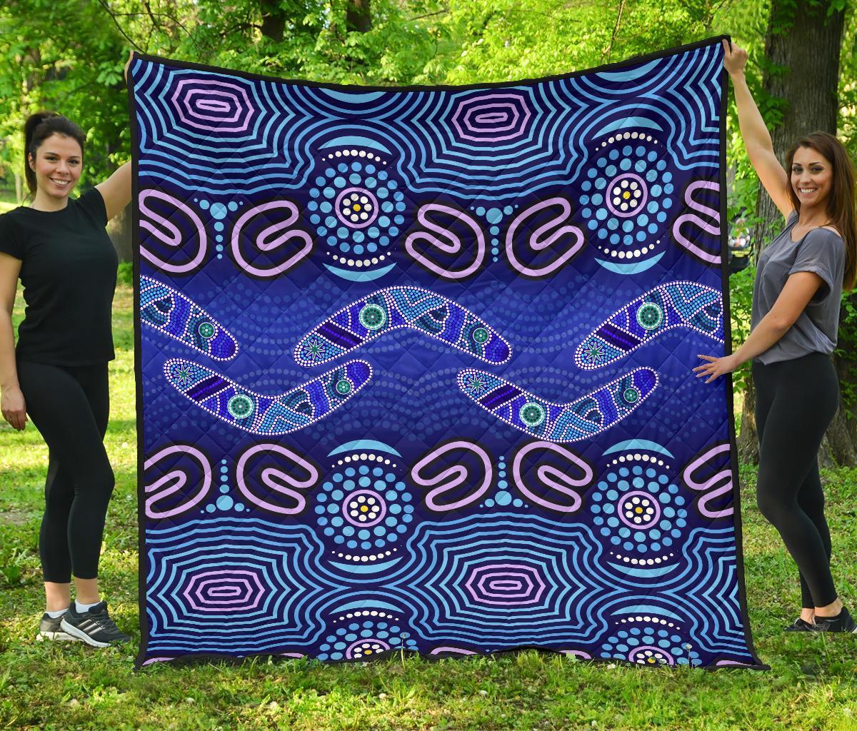ABoriginal Premium Quilt - Boomerangs And Dot Painting Art Ver02 - - Vibe Hoodie Shop