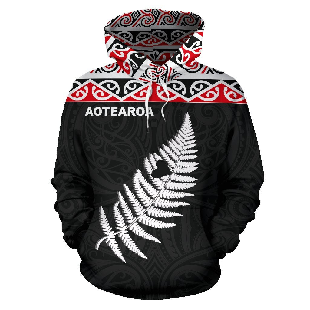 New Zealand Maori Hoodie, Aotearoa Silver Fern Pullover Hoodie - Vibe Hoodie Shop