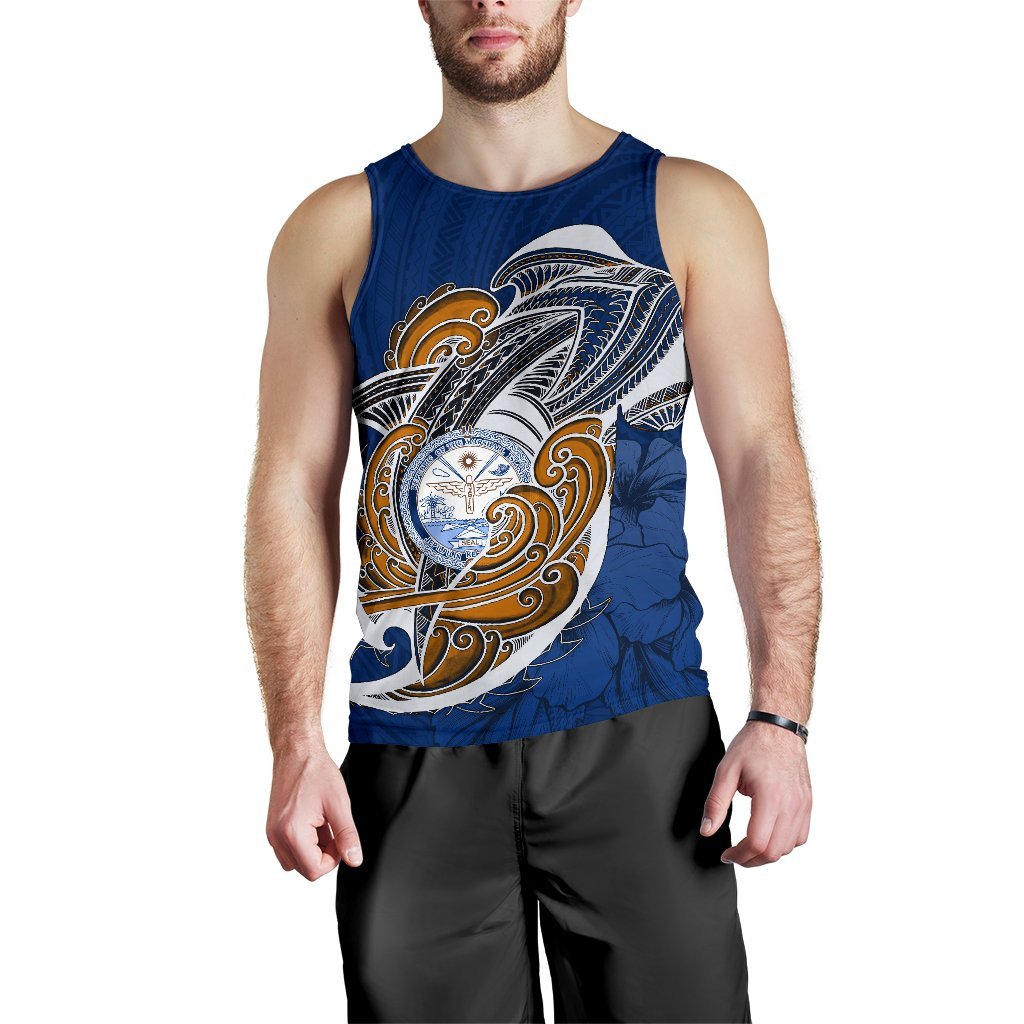 Marshall Islands Men's Tank Top Shark Coat Of Arms - Vibe Hoodie Shop