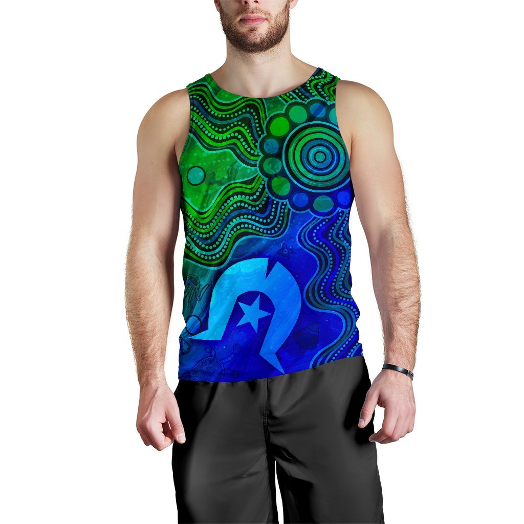 Aboriginal Men's Tank Top, Torres Strait Islands Flag - Vibe Hoodie Shop