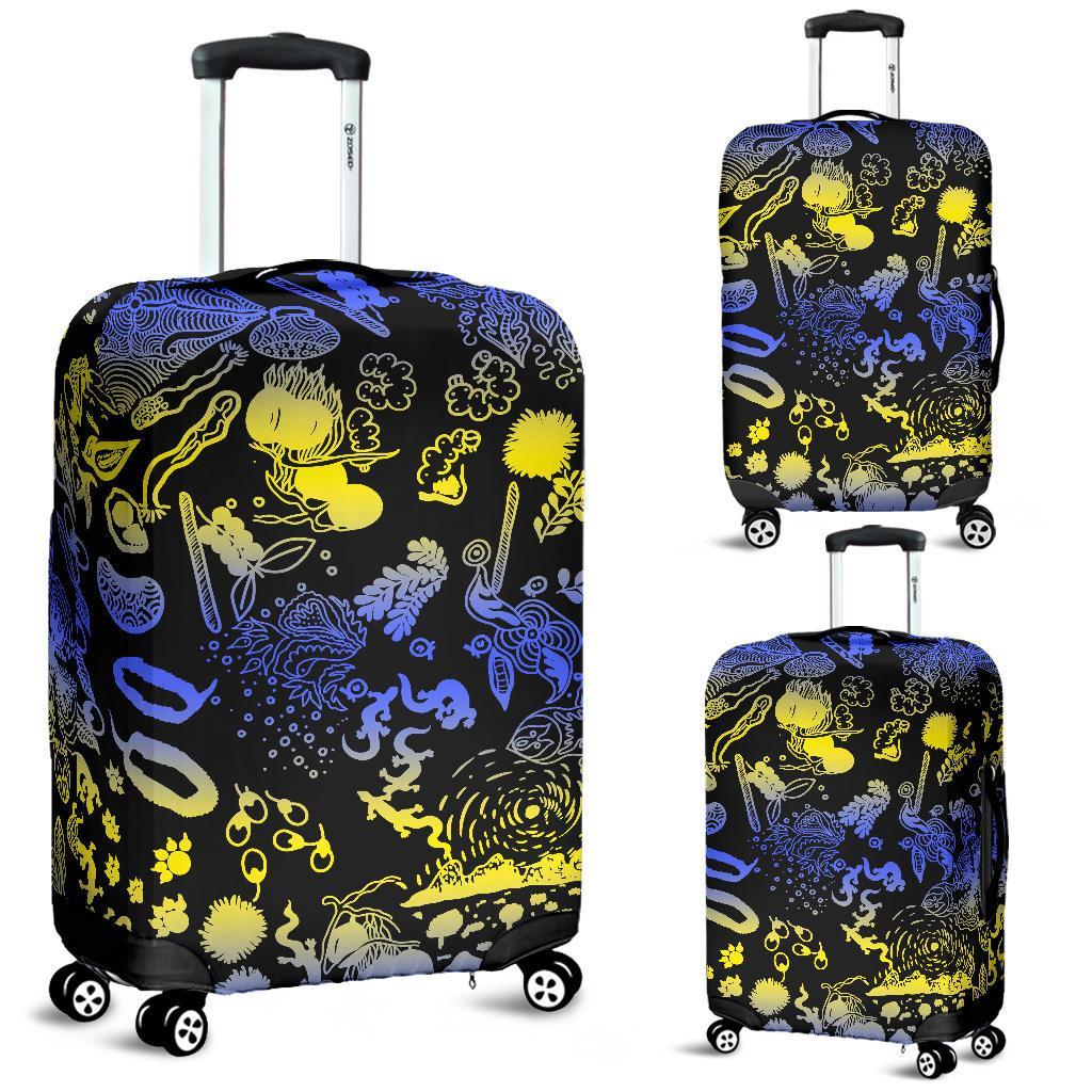 Australia Luggage Cover - Australian Aboriginal Golden Wattle - Vibe Hoodie Shop
