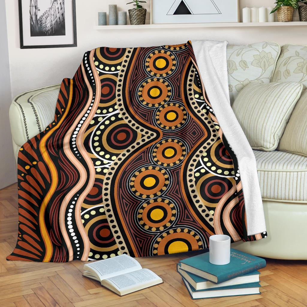 Aboriginal Premium Blanket - Indegenous Dot Painting Art - Vibe Hoodie Shop