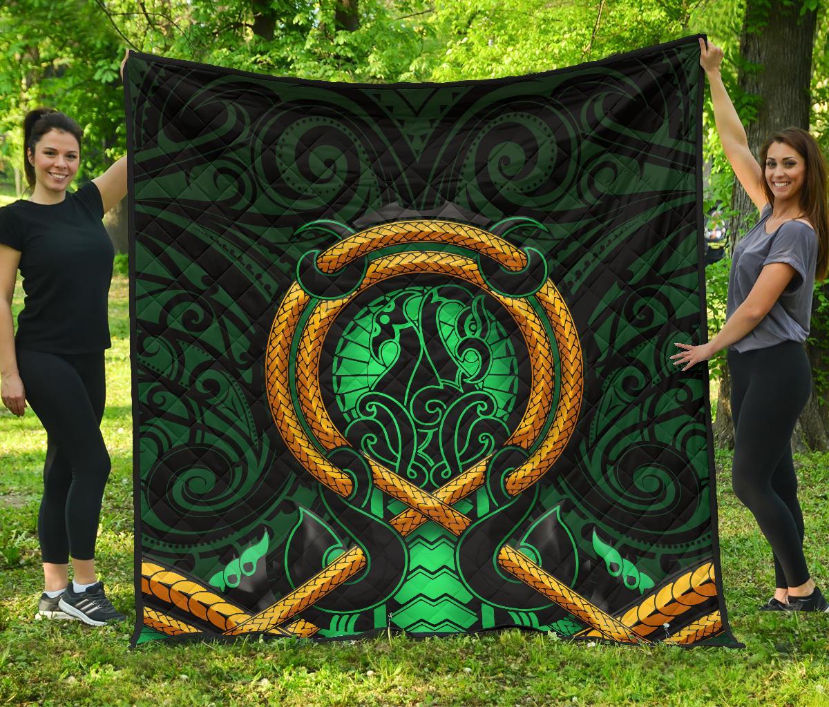 Maori New Zealand Premium Quilt Manaia Green - Vibe Hoodie Shop