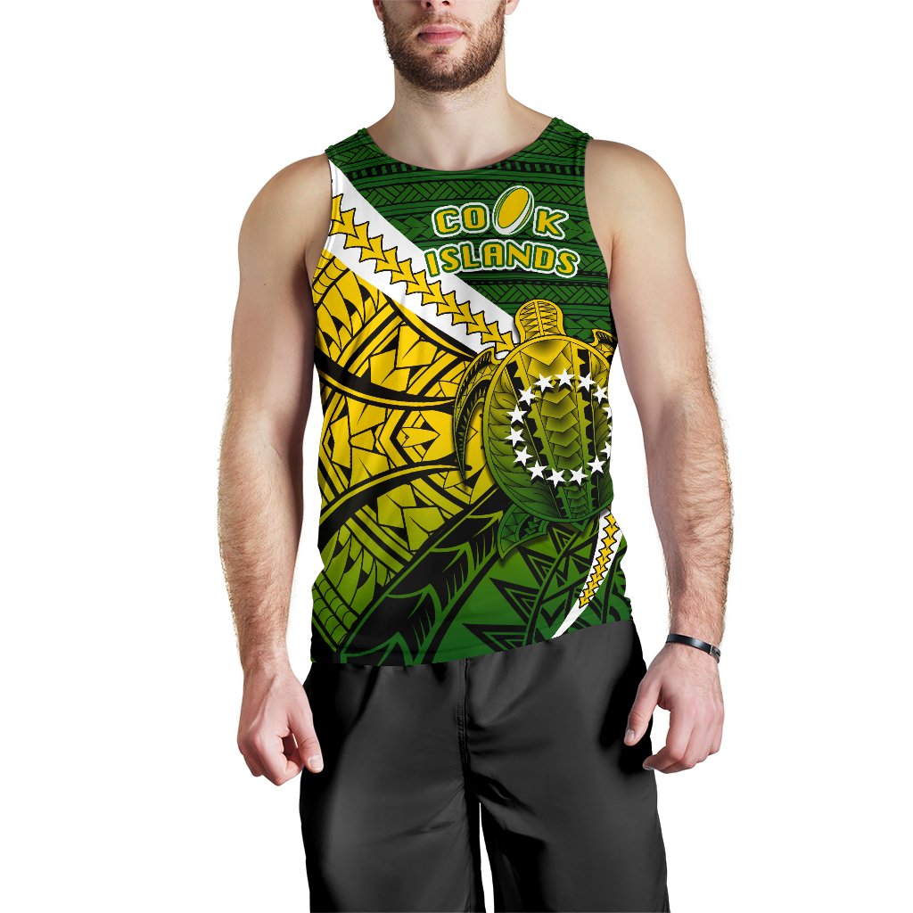 Cook Islands Men Tank Top Style Turtle Rugby - Vibe Hoodie Shop