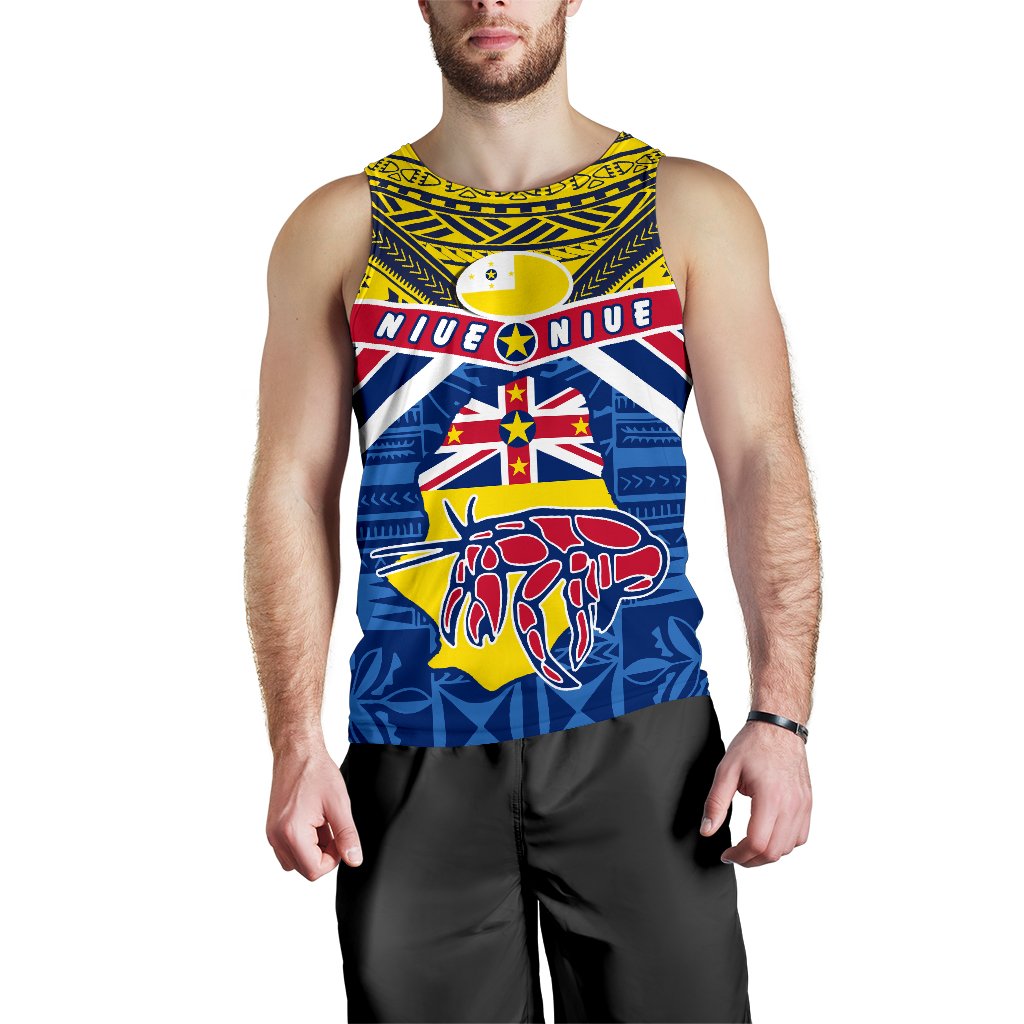 Niue Rugby Men Tank Top Polynesian Crab Map - Vibe Hoodie Shop