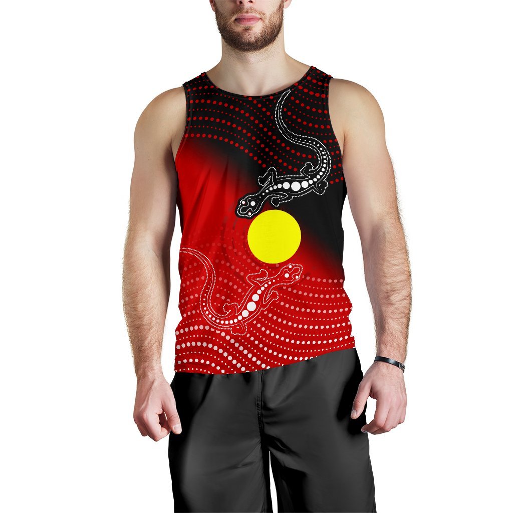 Aboriginal Men's Tank Top - Two Indigenous Lizard - Vibe Hoodie Shop