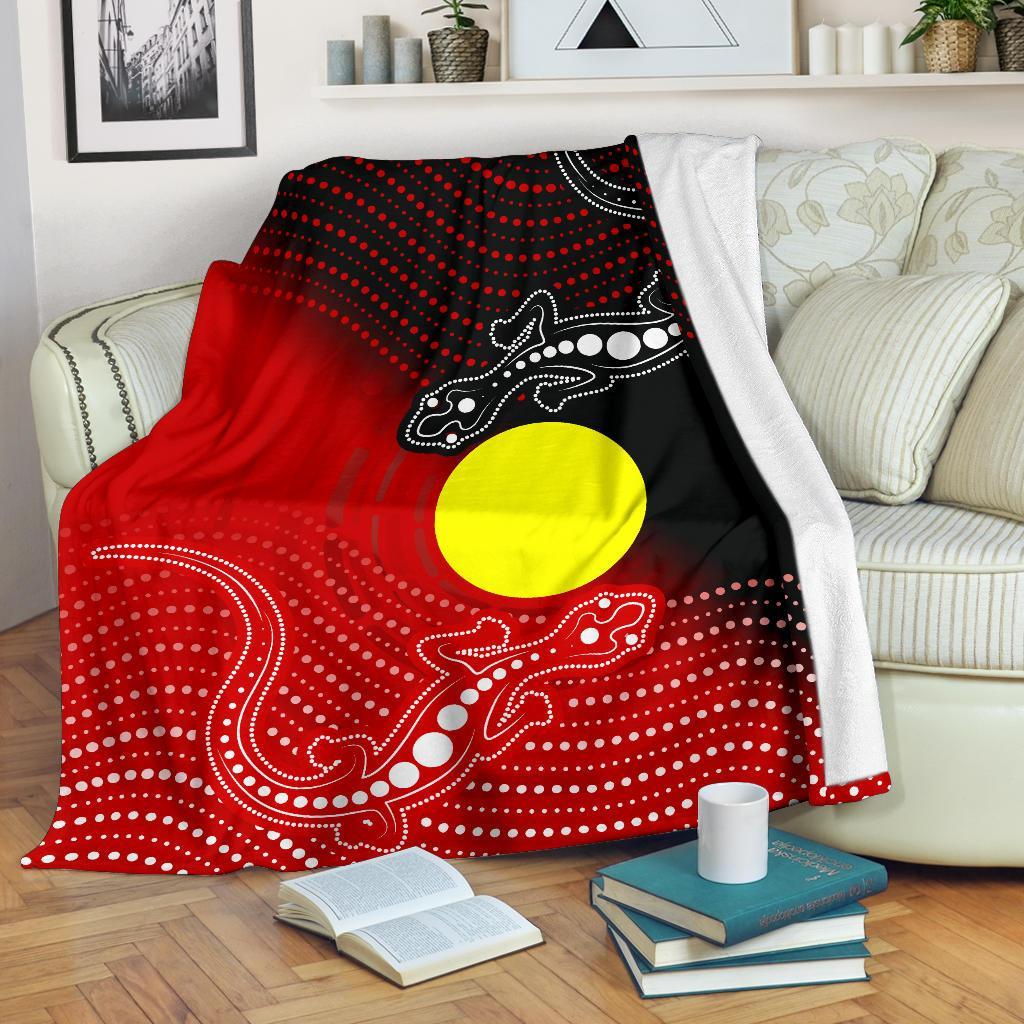 Aboriginal Premium Blanket - Two Indigenous Lizard - Vibe Hoodie Shop