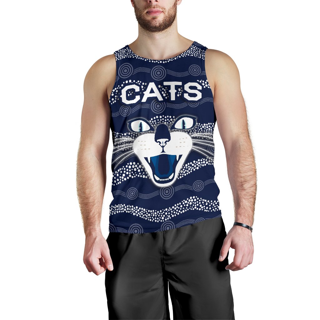 Geelong Men Tank Top Cats Indigenous - Navy - Vibe Hoodie Shop