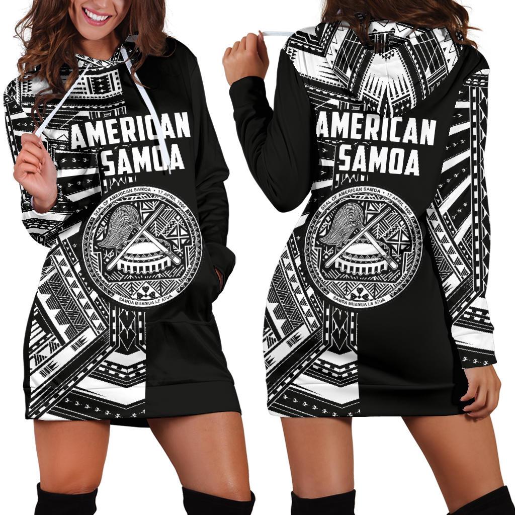 American Samoa Women's Hoodie Dress - Half Style (White) - Vibe Hoodie Shop