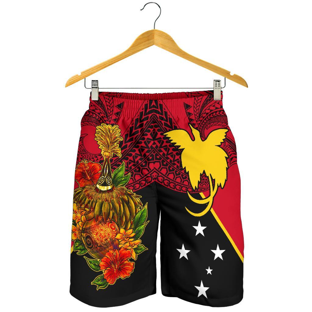 Papua New Guinea Men Shorts - Tumbuan, Duk - duk and Lime Gourd - Vibe Hoodie Shop