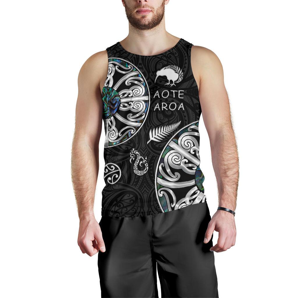 New Zealand Aotearoa Men Tank Top, Maori Mangopare Paua Shell - Vibe Hoodie Shop