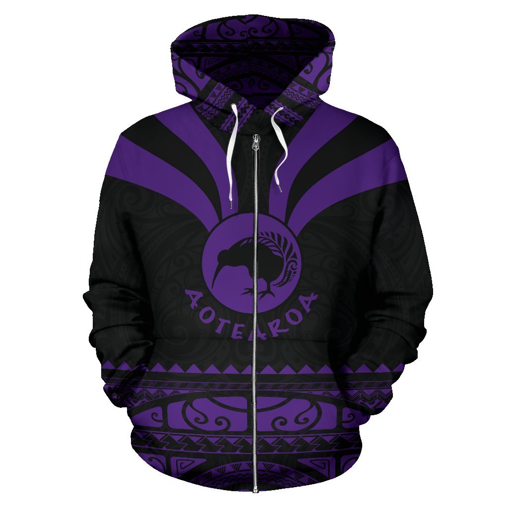 New Zealand Aotearoa Hoodie, Maori Silver Fern Zip Up Medal Version Hoodie - Vibe Hoodie Shop