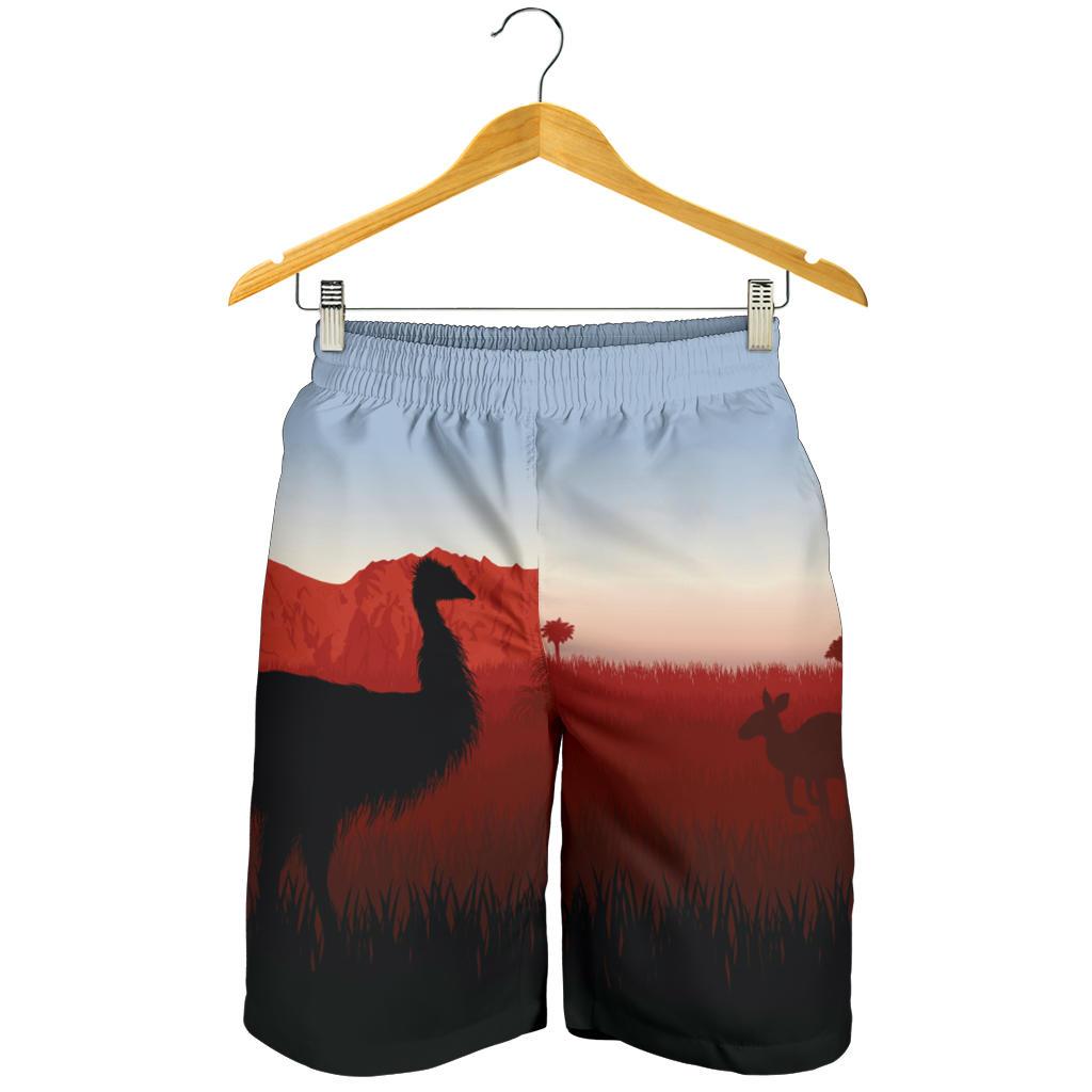 Men Short - Australian Nature with Emu and Kangaroo - Vibe Hoodie Shop