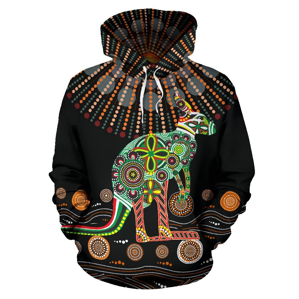 Aboriginal Hoodie, Kangaroo Dot Painting Sun Pattern - Vibe Hoodie Shop