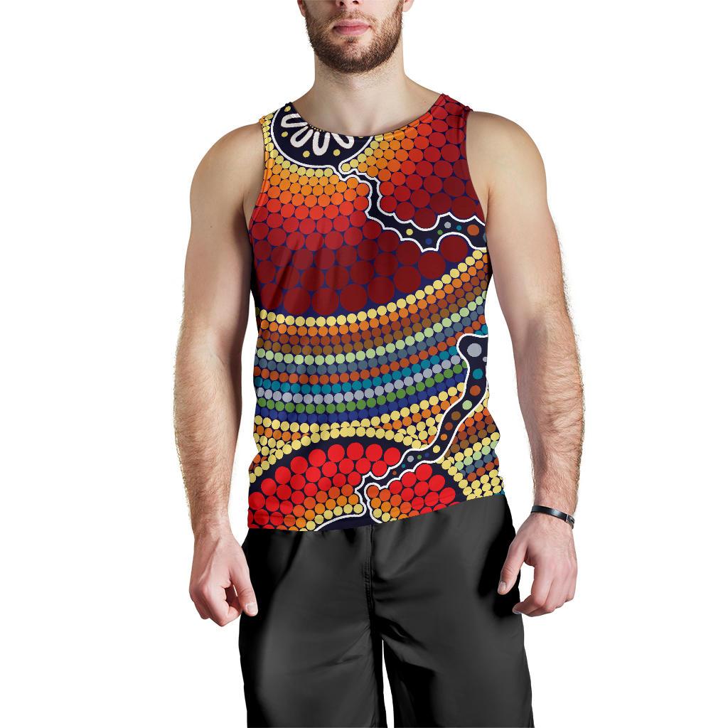 Men Tank Top - Aboriginal Dot Painting Mens Tank Ver11 - Vibe Hoodie Shop