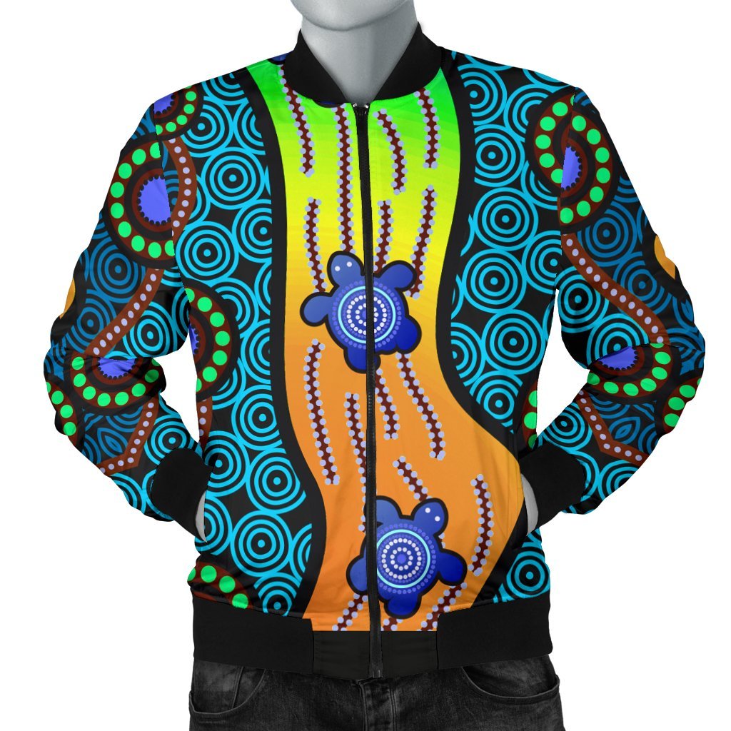 Men's Bomber Jacket - Aboriginal Turtle - Vibe Hoodie Shop