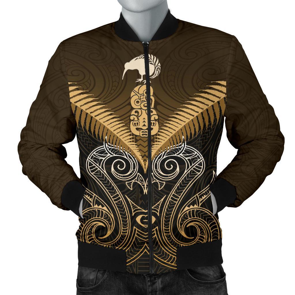 Maori Manaia New Zealand Men Bomber Jacket Gold - Vibe Hoodie Shop