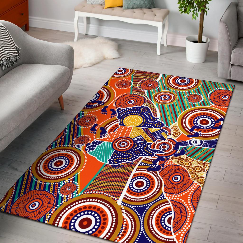 Aboriginal Area Rug - Australian Map Dot Painting - Vibe Hoodie Shop