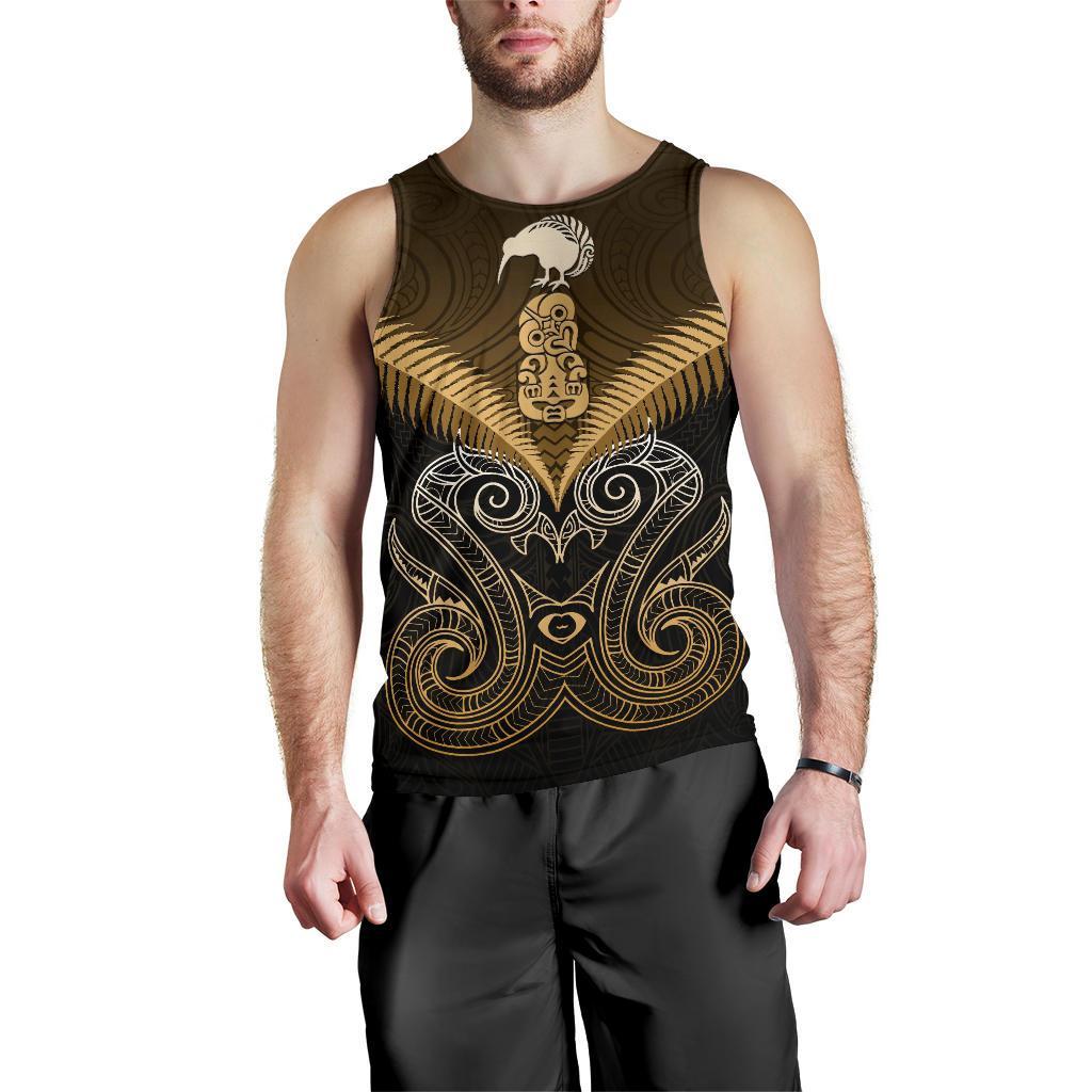 Maori Manaia New Zealand Men Tank Top Gold - Vibe Hoodie Shop