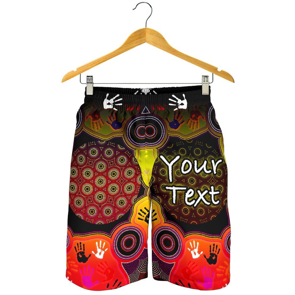 Custom Aboriginal Men's Shorts, Indigenous Circle Dot Painting Hand Art - Vibe Hoodie Shop