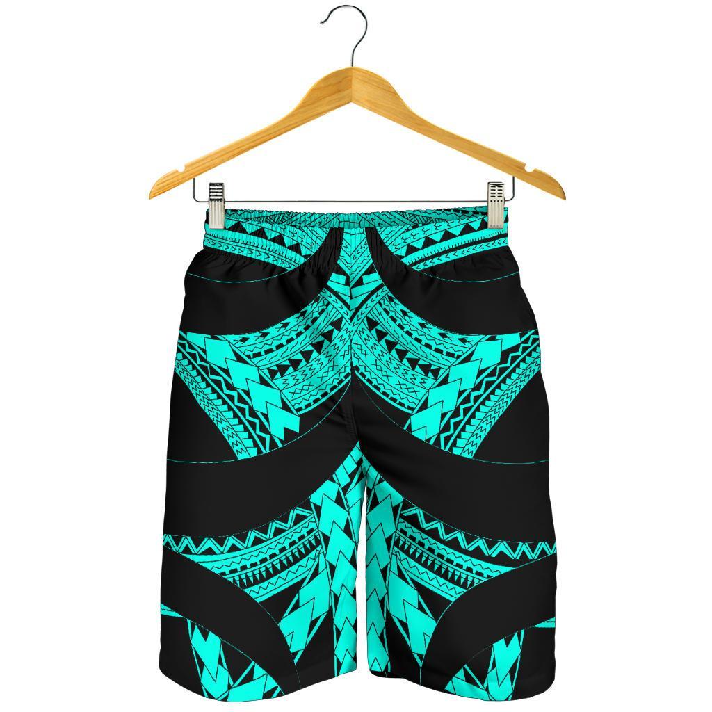 Samoan Tattoo All Over Print Men's Shorts Turquoise - Vibe Hoodie Shop