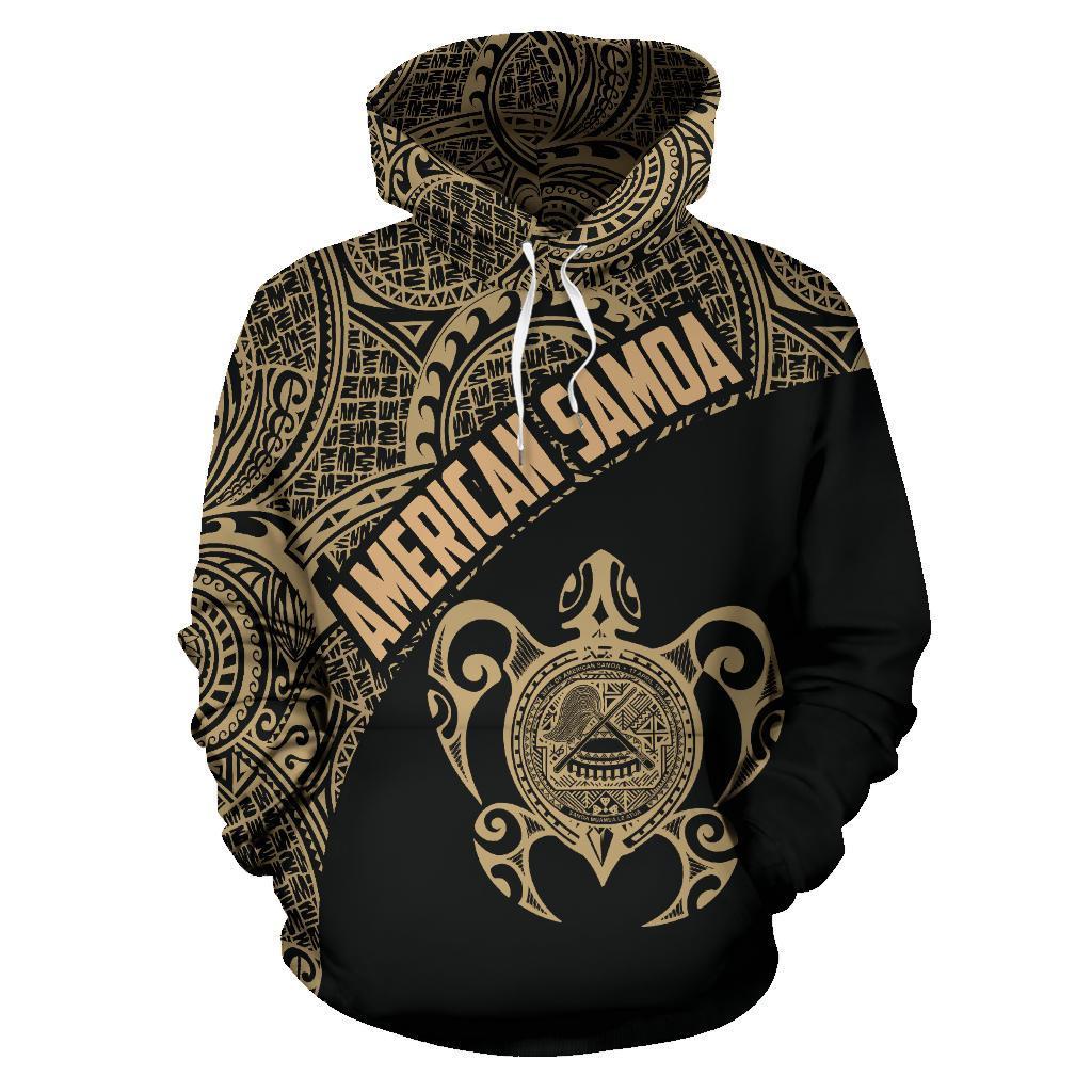 American Samoa Polynesian Hoodie Coat Of Arms In Turtle Gold - Vibe Hoodie Shop