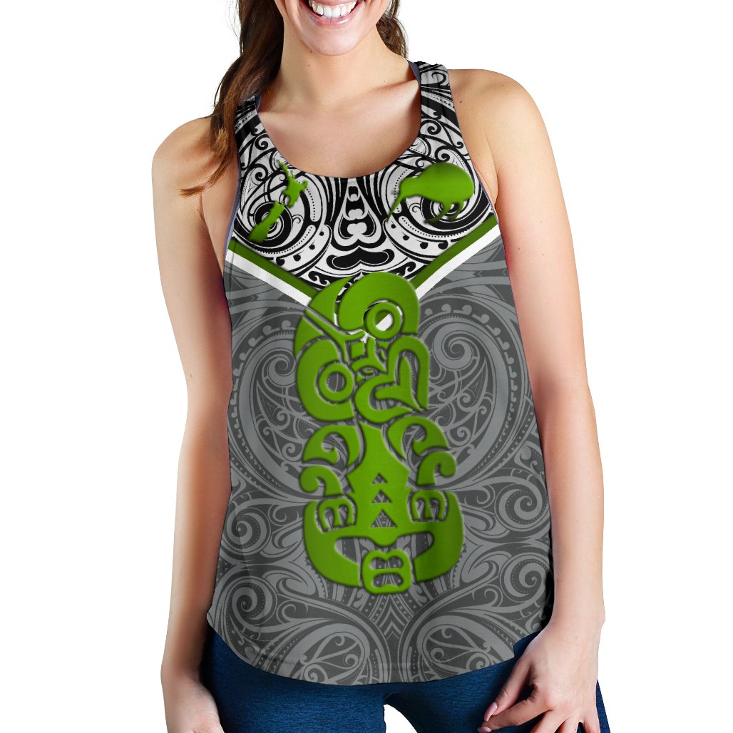 New Zealand Maori Rugby Women Racerback Tank Pride Version - Gray - Vibe Hoodie Shop
