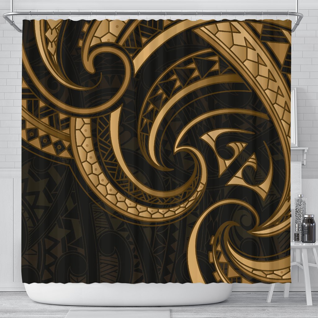 new-zealand-maori-mangopare-shower-curtain-polynesian-gold