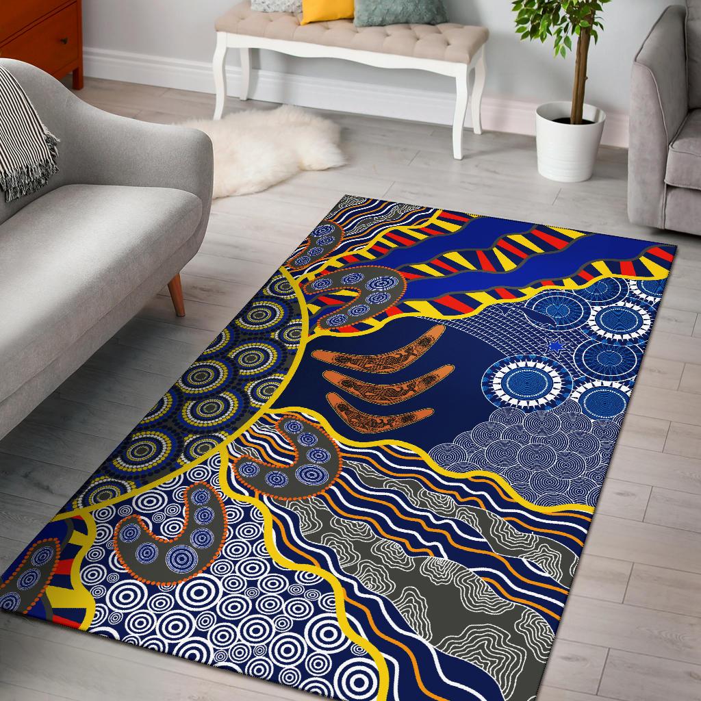 Aboriginal Area Rug, Australian Boomerang Dot Painting Art - Vibe Hoodie Shop