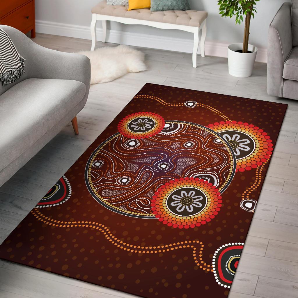 Area Rug - Aboriginal Dot Painting Rug Earth Ver11 - Vibe Hoodie Shop