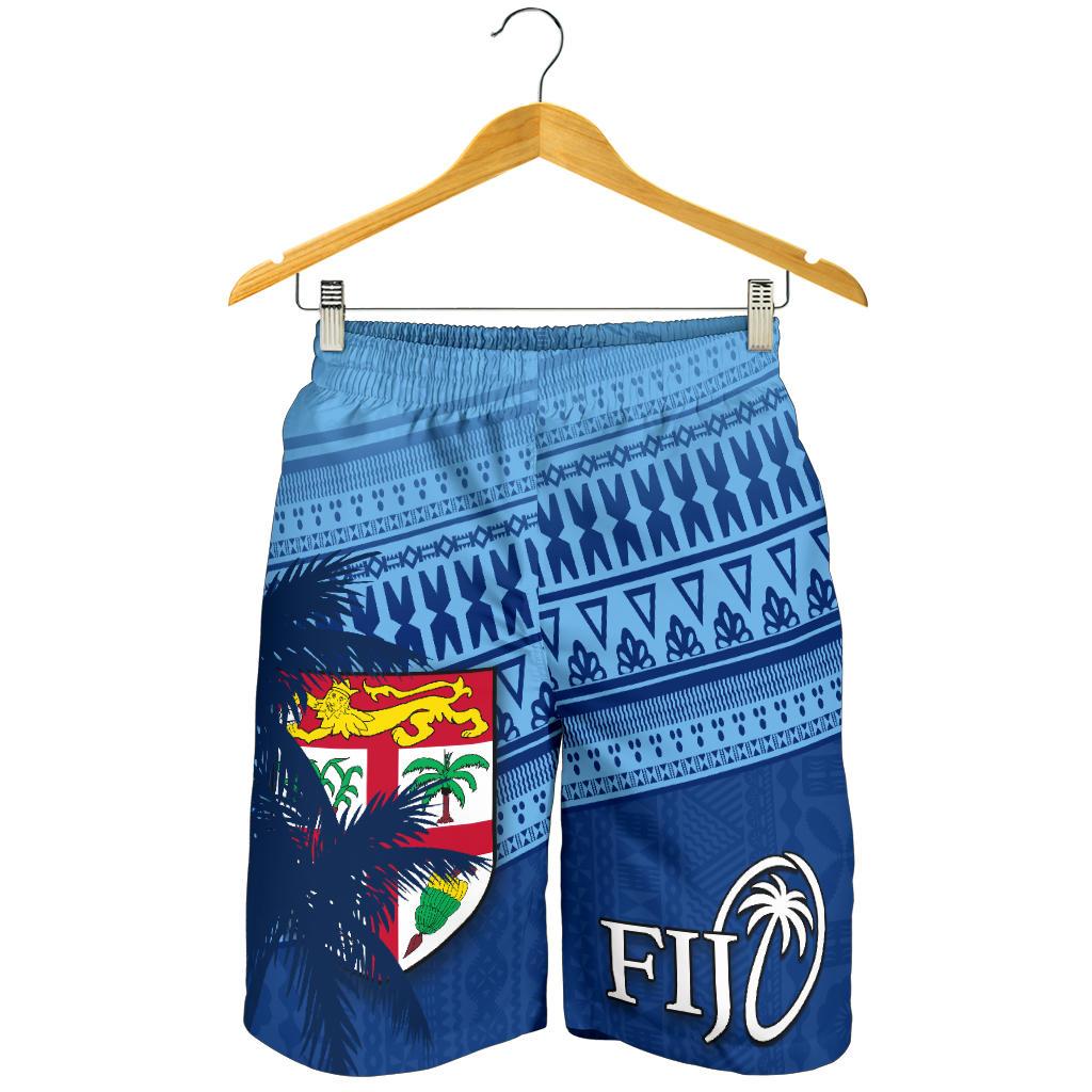 Fiji Rugby Makare And Tapa Patterns All Over Print Men's Shorts Blue - Vibe Hoodie Shop