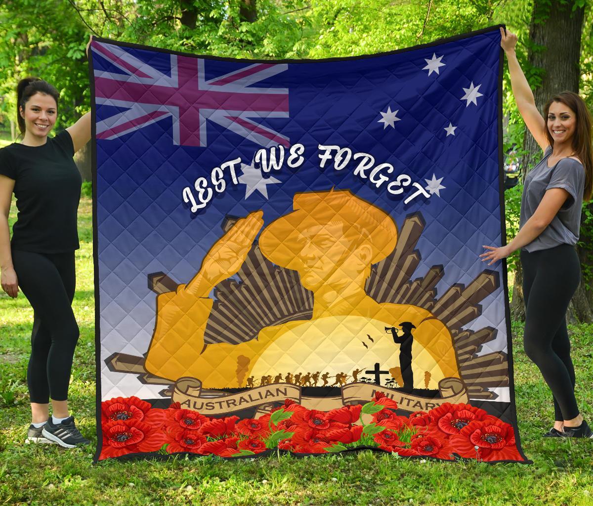 Premium Quilt - Australia ANZAC Day 2020 And Soldiers - Vibe Hoodie Shop