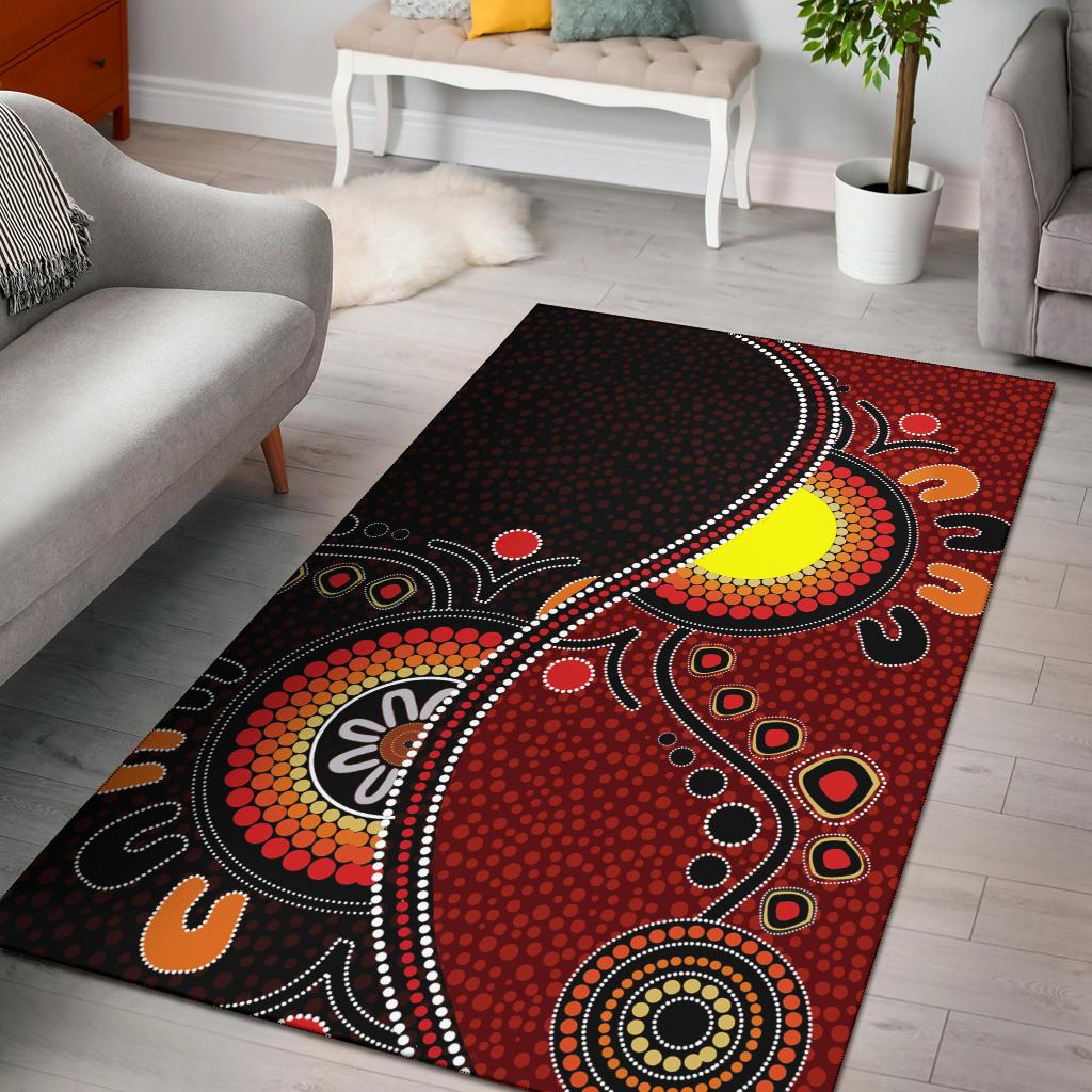 Aboriginal Area Rug - Australia Flag Dot Painting Art - Vibe Hoodie Shop