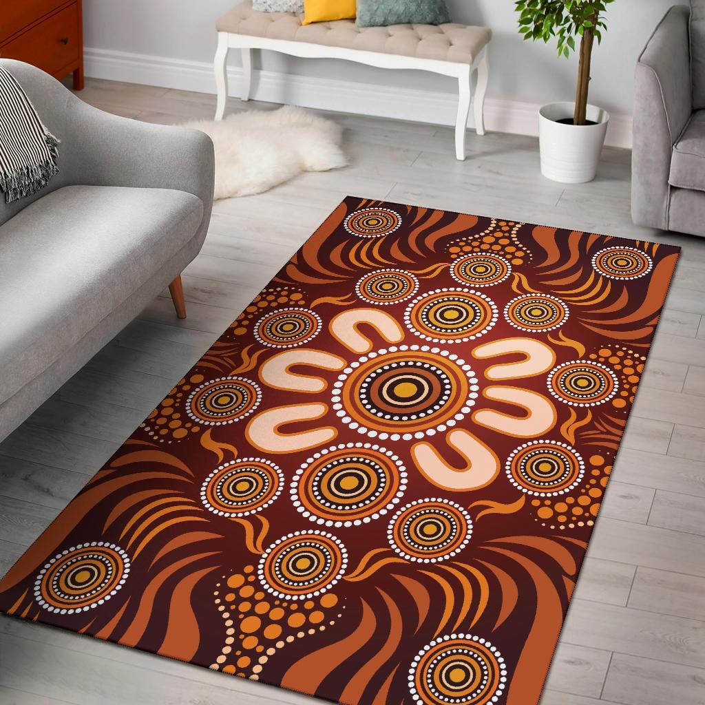 Aboriginal Area Rug - Circle Flowers Patterns Ver02 - Vibe Hoodie Shop