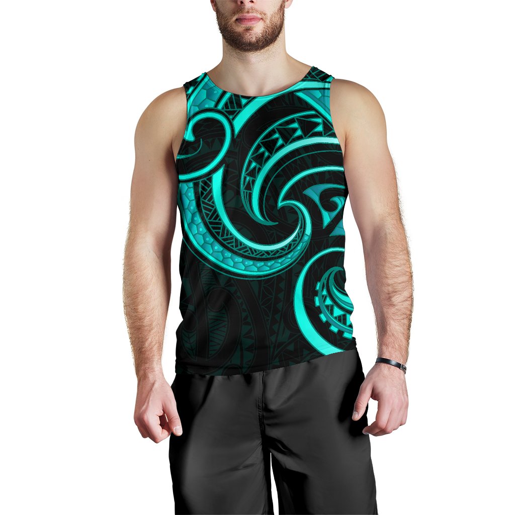 New Zealand Maori Mangopare Men Tank Top Polynesian - Turquoise - Vibe Hoodie Shop