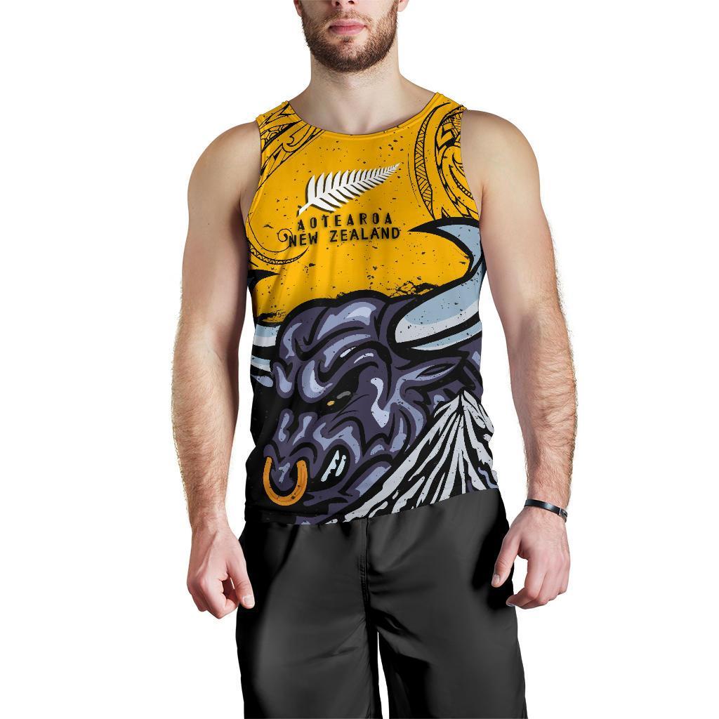 New Zealand Maori Men Tank Top Taranaki Bull - Vibe Hoodie Shop