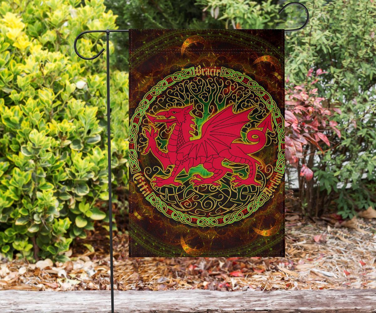 Celtic Flag - Wales Cymru With Celtic Tree (Brown) - Vibe Hoodie Shop