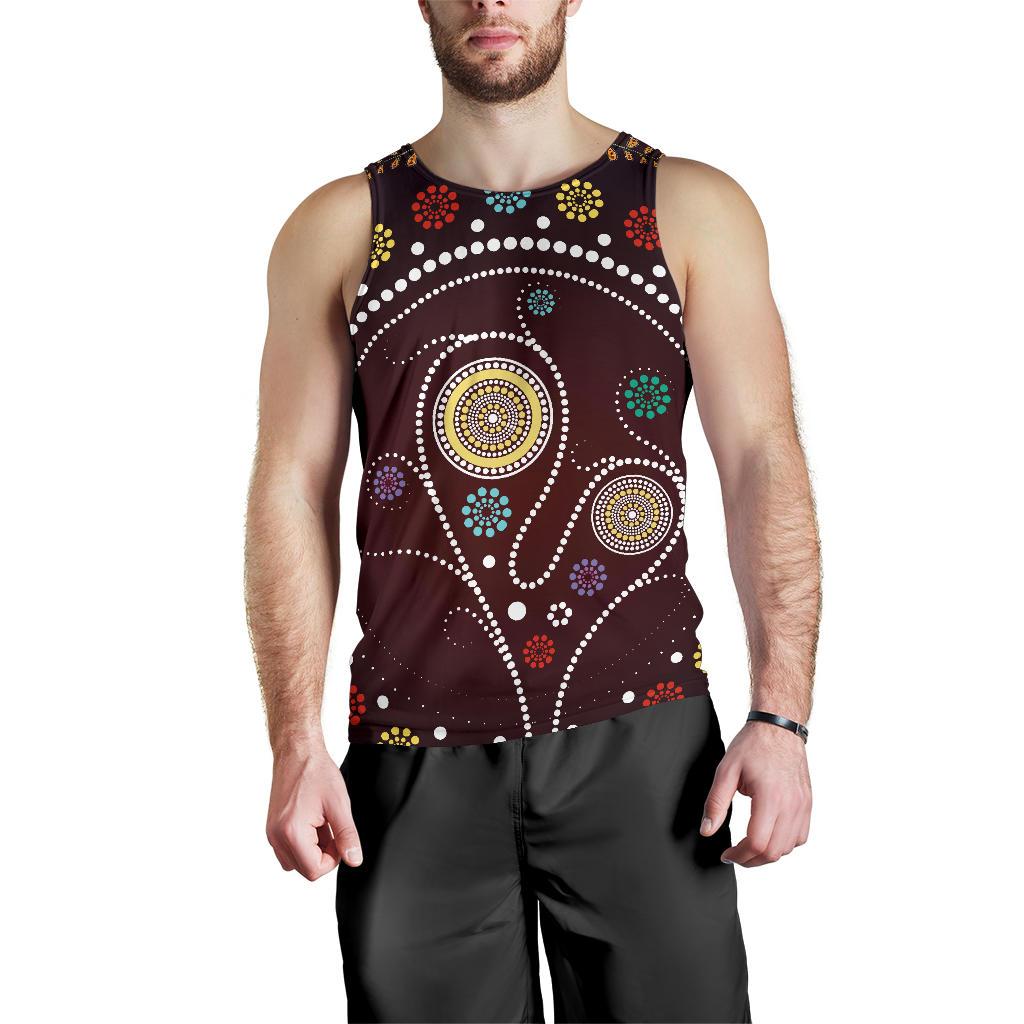 Men Tank Top - Aboriginal Dot Painting Mens Tank Tree - Vibe Hoodie Shop