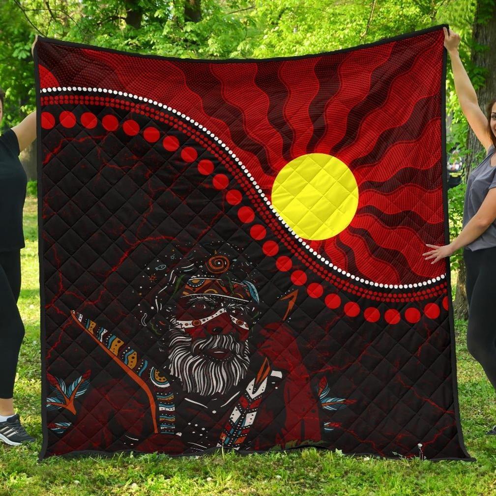 Aboriginal Premium Quilt - Indigenous People And Sun - Vibe Hoodie Shop