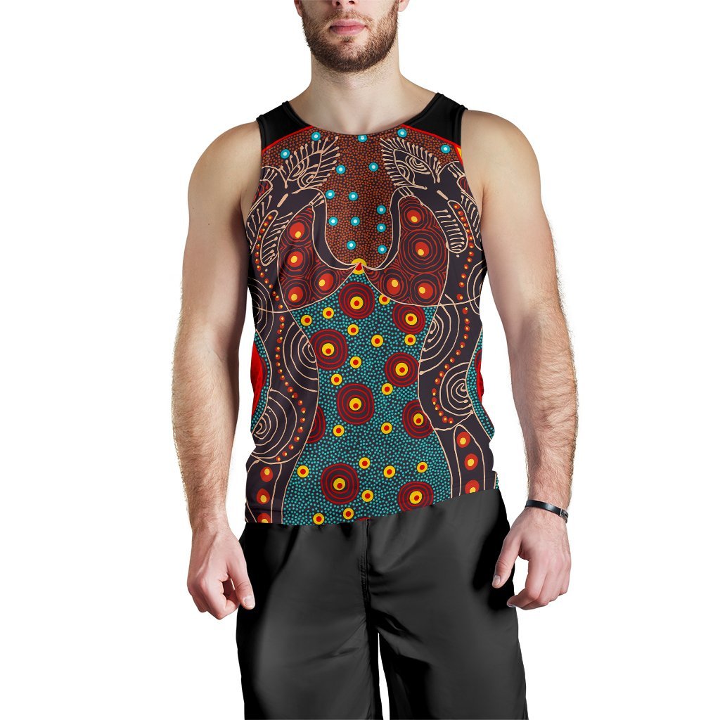 Men's Tank Top - Aboriginal Sublimation Dot Pattern Style (Red) - Vibe Hoodie Shop