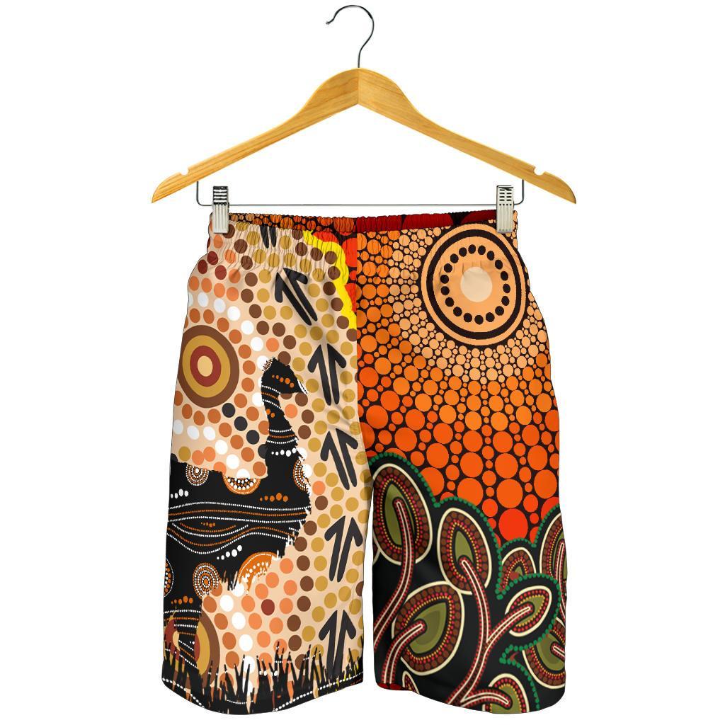 Men Short - Australian Aboriginal Sun and Emu - Vibe Hoodie Shop