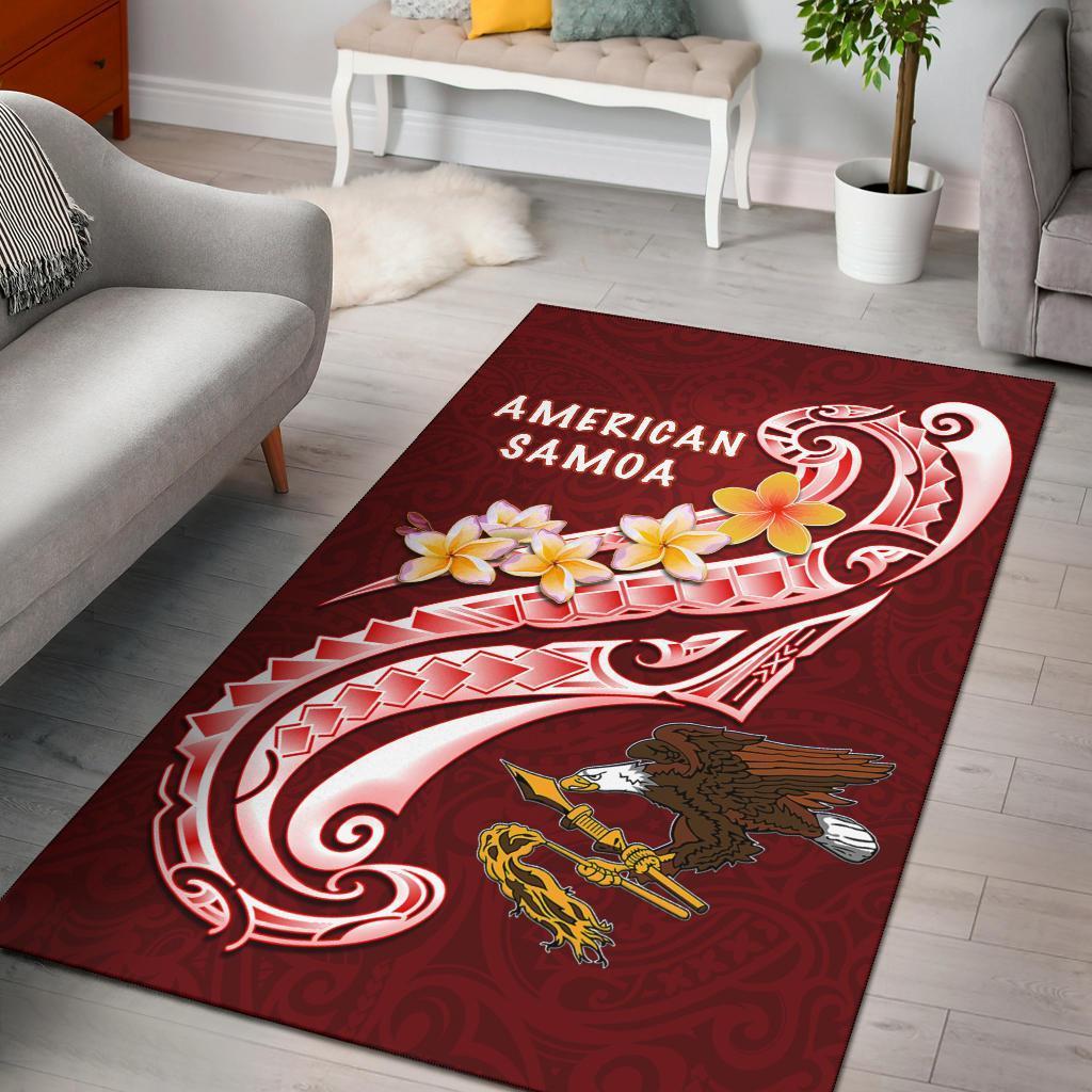 American Samoa Area Rug - AS Seal Polynesian Patterns Plumeria - Vibe Hoodie Shop